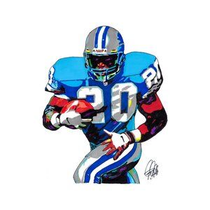 Barry Sanders Detroit Lions Football Poster Print Wall Art 11x17